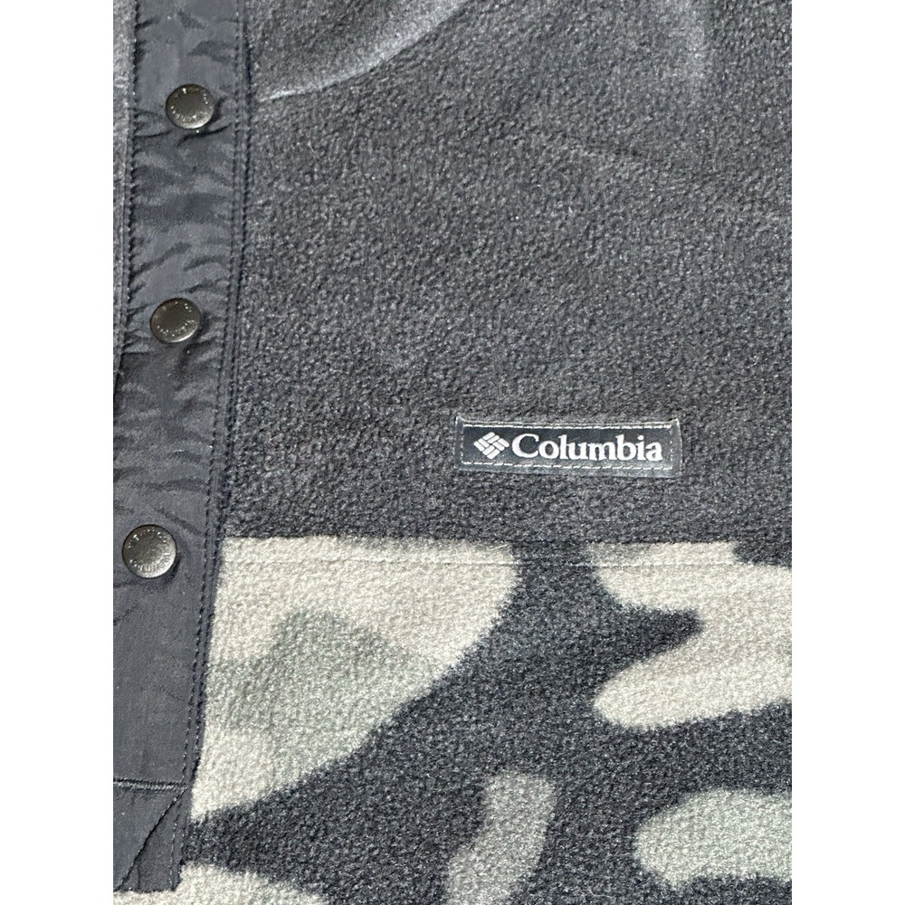 Columbia Benton Springs Snap Fleece Pullover Womens L Grey Black Camo AL2906 - Picture 5 of 9
